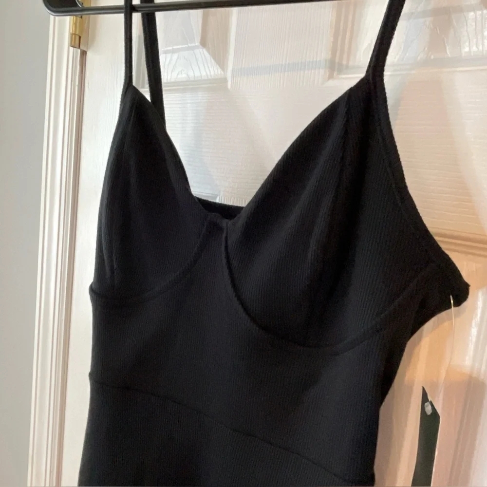 New Wild‎ Fable Black Dress S Ribbed Skater Knit Sweetheart Neck Goth Stretchy - Picture 16 of 16